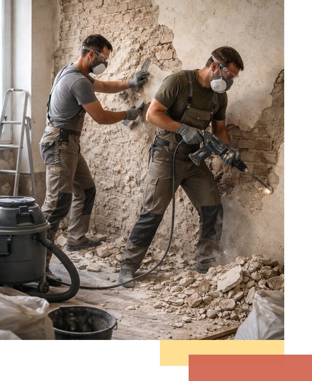 Демонтаж штукатурки со стен в Железногорске быстро и аккуратно