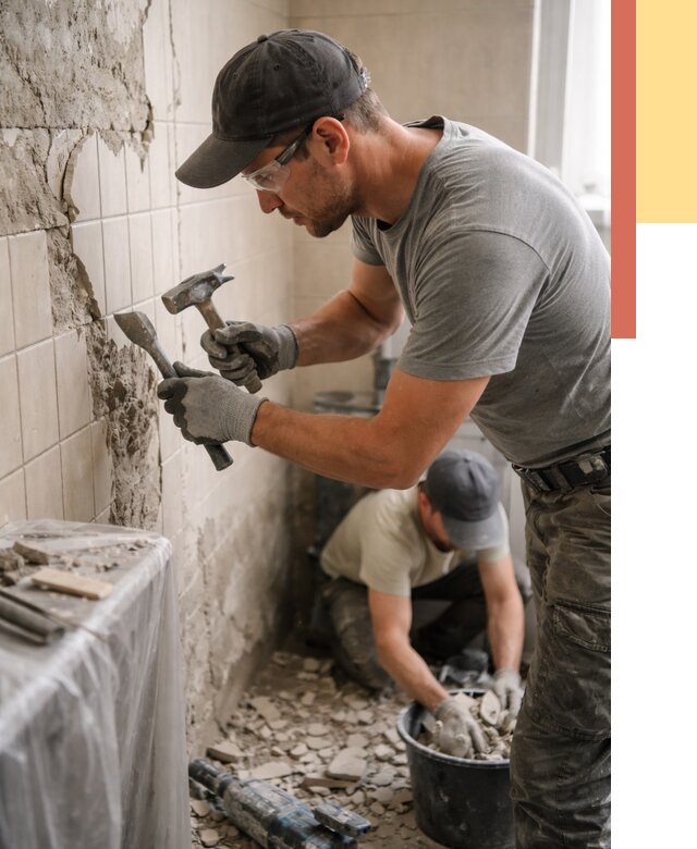 Демонтаж плитки со стен в Железногорске от 879 руб. — быстро и недорого | ОТДЕЛОЧНИК-Жлр