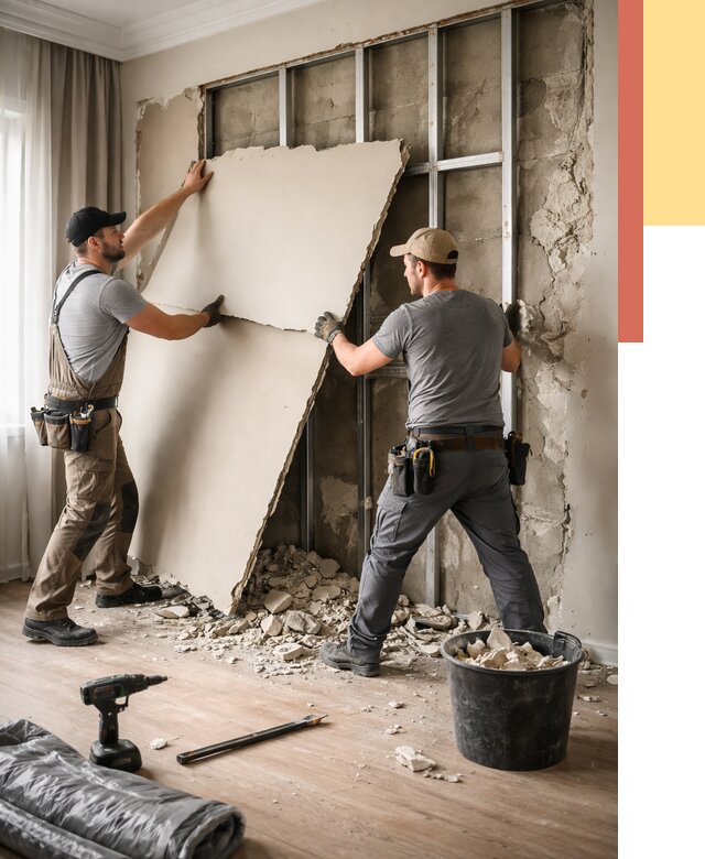 Демонтаж гипсокартона со стен в Железногорске от 362 руб. — услуги демонтажа | ОТДЕЛОЧНИК-Жлр