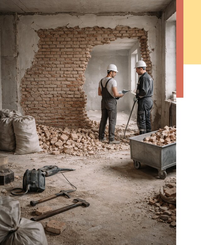 Демонтаж кирпичных стен в Железногорске от 4342 руб. — быстро, недорого, под ключ | ОТДЕЛОЧНИК-Жлр