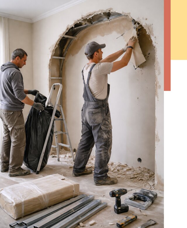 Демонтаж арки из гипсокартона в Железногорске от 3618 руб. — услуги под ключ | ОТДЕЛОЧНИК-Жлр