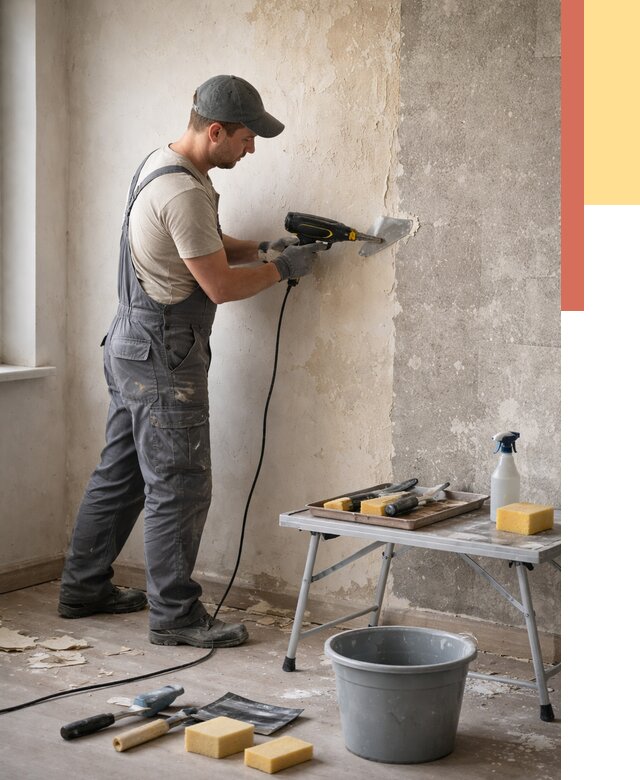 Очистка стен от клея в Железногорске от 1912 руб. — снятие и удаление клея со стен | ОТДЕЛОЧНИК-Жлр