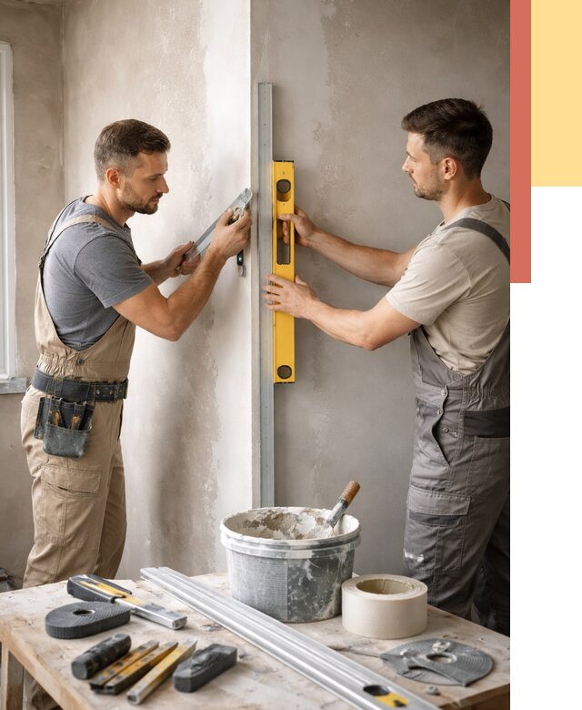 Выведение углов стен в Железногорске от 1912 руб. быстро и недорого | ОТДЕЛОЧНИК-Жлр