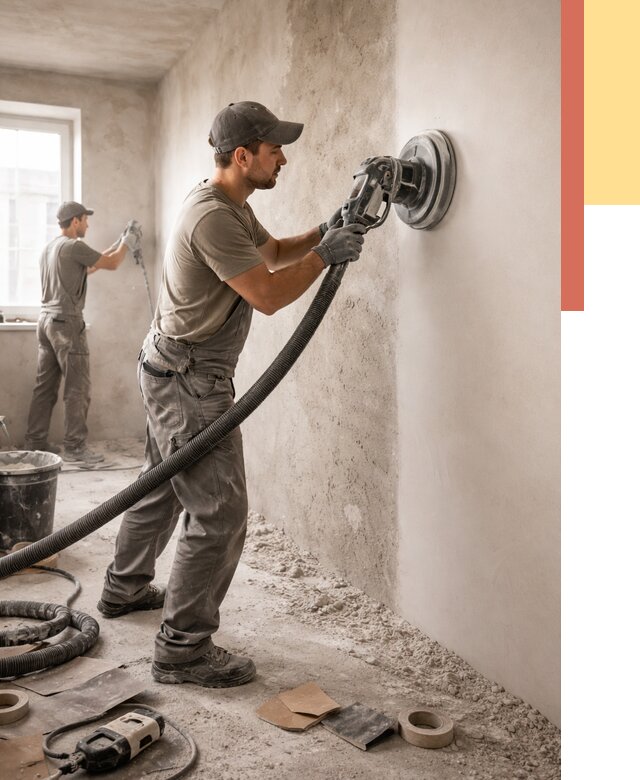 Шлифовка стен в Железногорске от 1240 руб/м2 — быстро и недорого | ОТДЕЛОЧНИК-Жлр