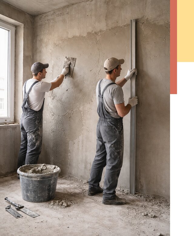 Штукатурка бетонных стен в Железногорске от 4652 руб/м² — качественно и быстро | ОТДЕЛОЧНИК-Жлр