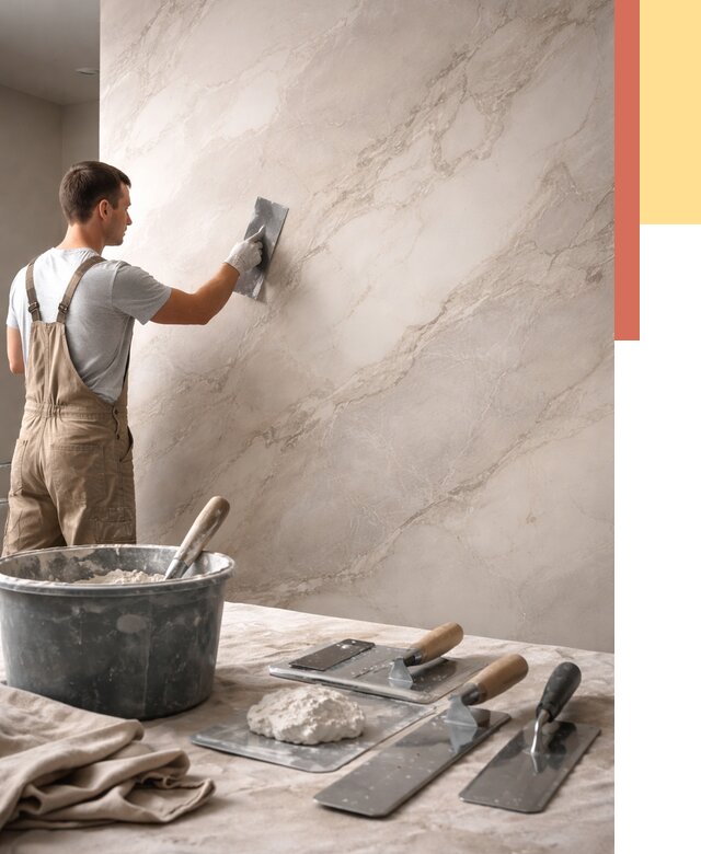 Декоративная штукатурка под мрамор в Железногорске от 2894 руб./м² — быстро и недорого | ОТДЕЛОЧНИК-Жлр