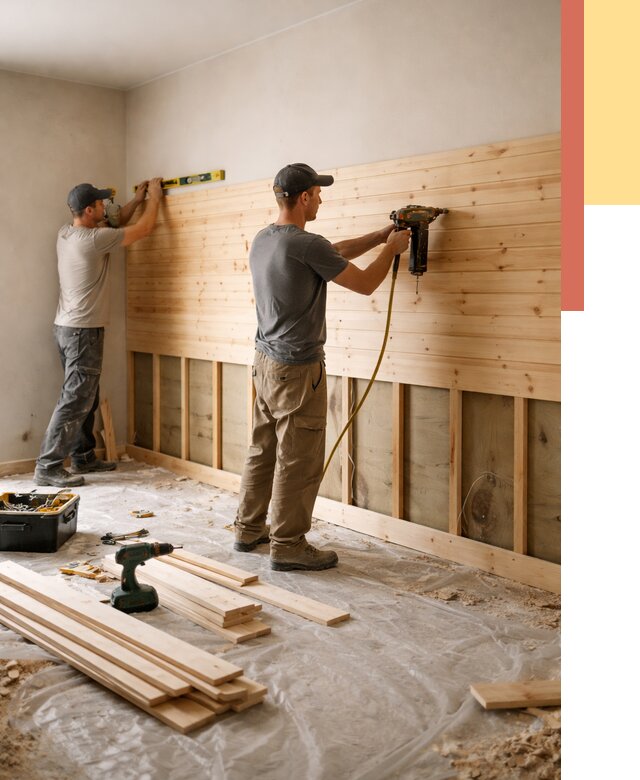 Монтаж деревянной вагонки на стены в Железногорске от 7753 руб. | Услуги монтажа вагонки | ОТДЕЛОЧНИК-Жлр