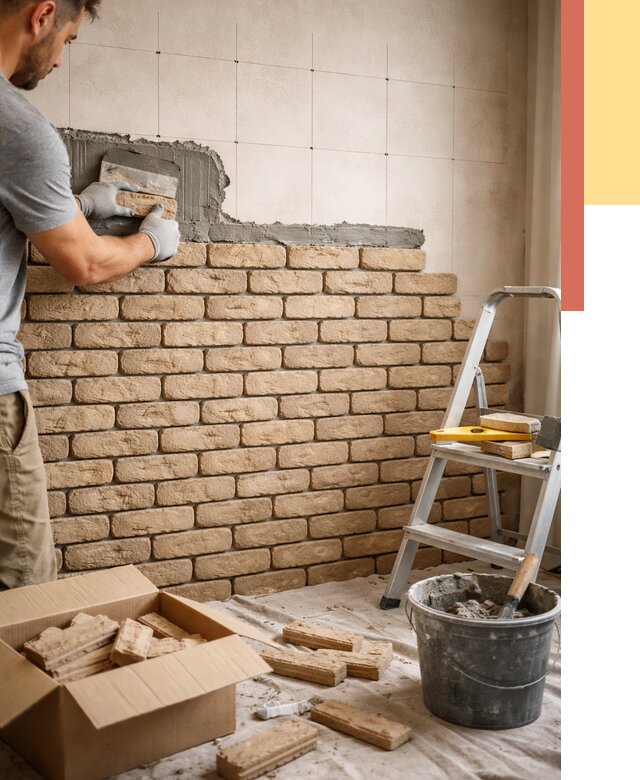 Монтаж декоративного кирпича в Железногорске от 3308 руб./м² — быстро и недорого | ОТДЕЛОЧНИК-Жлр