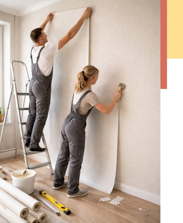 Поклейка флизелиновых обоев в Железногорске от 6202 руб. | Быстро и недорого — ОТДЕЛОЧНИК-Жлр