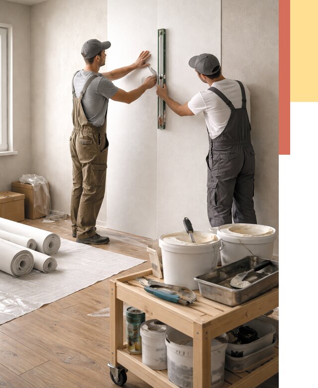 Поклейка стеклообоев в Железногорске от 6719 руб. за м2 — быстро и недорого | ОТДЕЛОЧНИК-Жлр