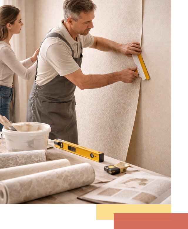 Поклейка обоев с подбором рисунка в Железногорске