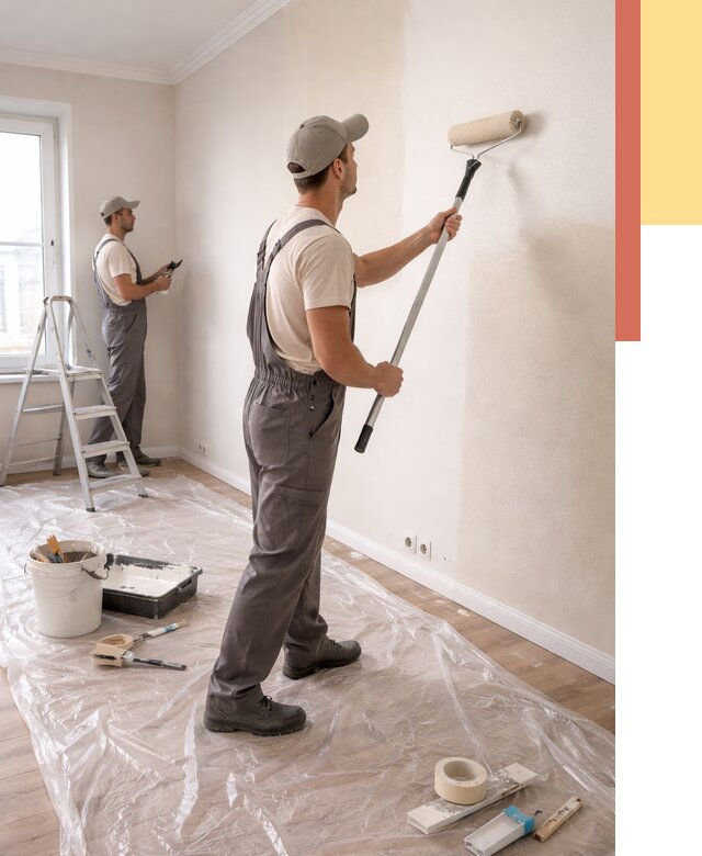 Покраска стен акриловой краской в Железногорске от 3618 руб./м² — быстро и недорого | ОТДЕЛОЧНИК-Жлр