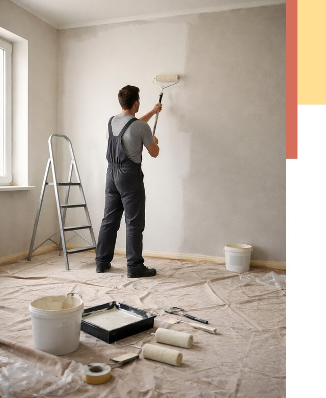 Покраска стен моющейся краской в Железногорске от 362 руб./м² — быстро и недорого | ОТДЕЛОЧНИК-Жлр