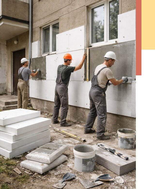 Утепление стен пенопластом в Железногорске от 1809 руб. — недорого и под ключ | ОТДЕЛОЧНИК-Жлр