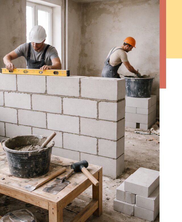 Кладка перегородок из газобетона в Железногорске от 3308 руб. под ключ | ОТДЕЛОЧНИК-Жлр