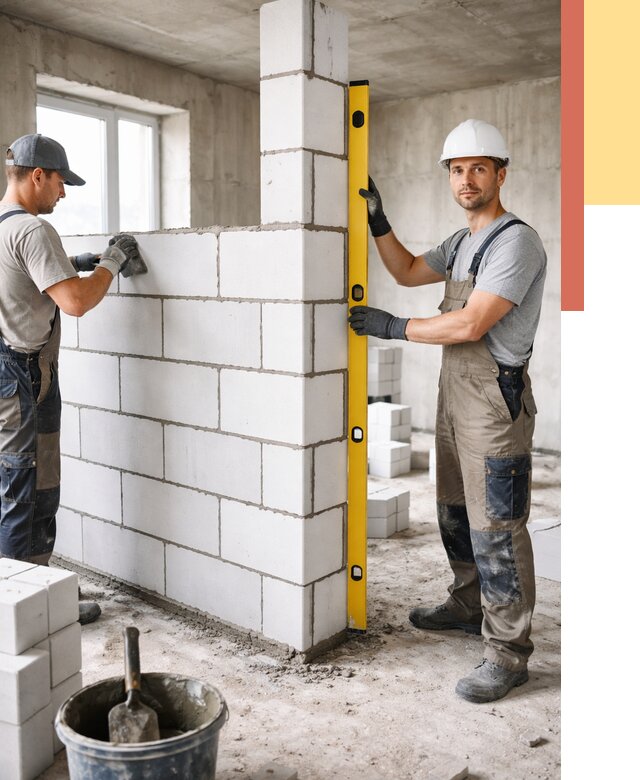 Кладка перегородок из пеноблока в Железногорске от 1861 руб. под ключ | ОТДЕЛОЧНИК-Жлр