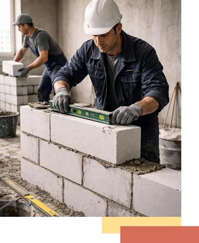 Кладка перегородок из пеноблока под ключ в Железногорске