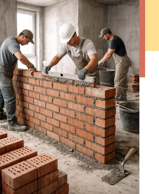 Кладка перегородок из кирпича в Железногорске от 3618 руб. за м² | ОТДЕЛОЧНИК-Жлр