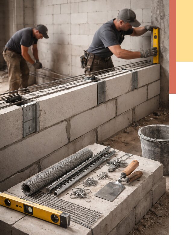 Армирование кладки перегородок в Железногорске от 775 руб. под ключ | ОТДЕЛОЧНИК-Жлр