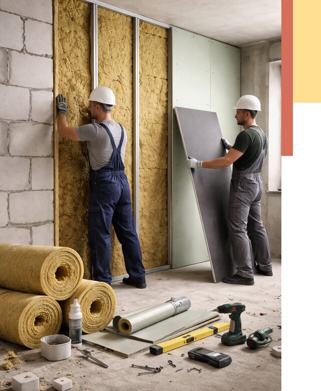 Шумоизоляция перегородок из блоков в Железногорске от 1912 руб./м² — быстро и недорого | ОТДЕЛОЧНИК-Жлр