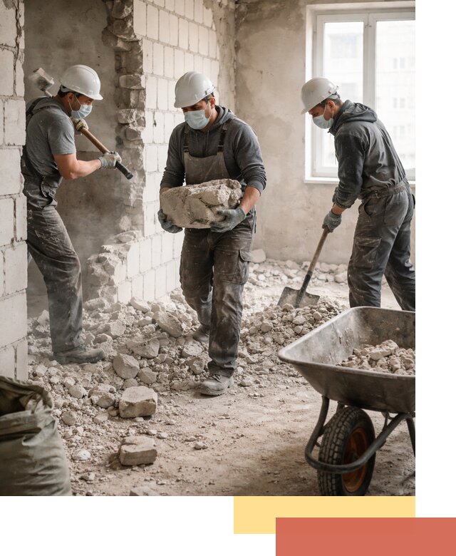 Демонтаж блочных перегородок в Железногорске быстро и аккуратно