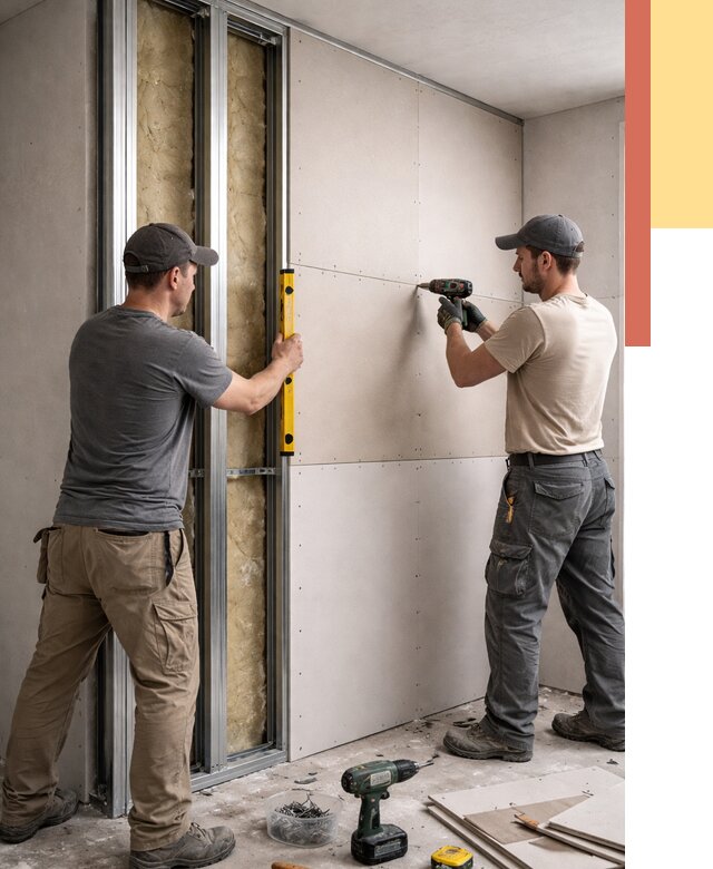 Монтаж двухслойной перегородки из гипсокартона в Железногорске от 1499 руб. | ОТДЕЛОЧНИК-Жлр