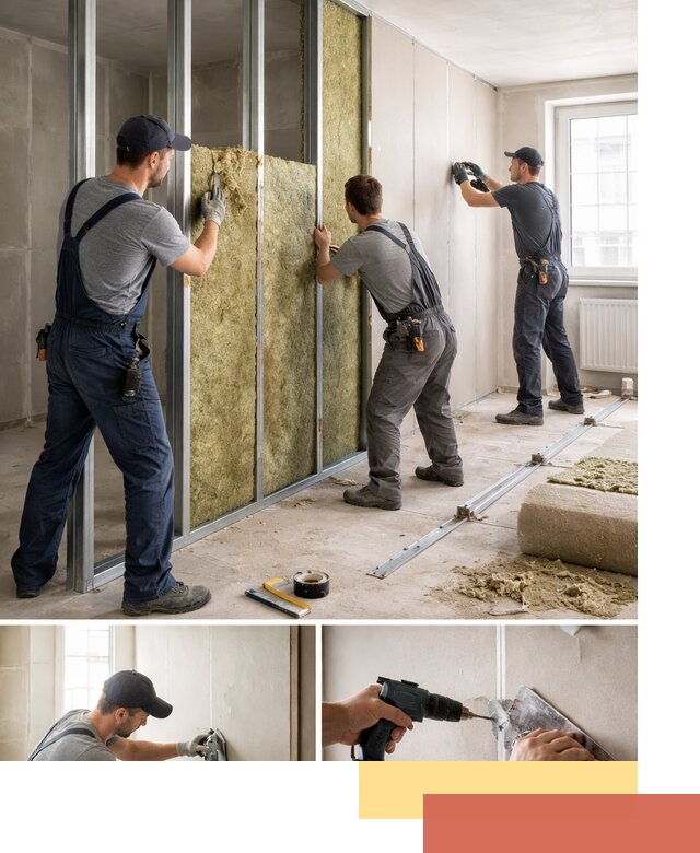 Перегородка из гипсокартона с шумоизоляцией в Железногорске — монтаж под ключ