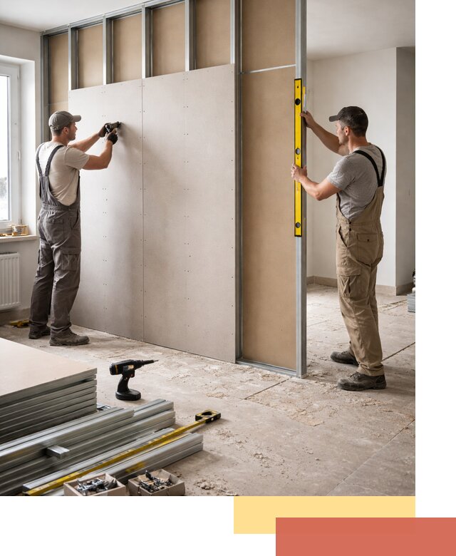 Зонирующая перегородка из гипсокартона под ключ в Железногорске