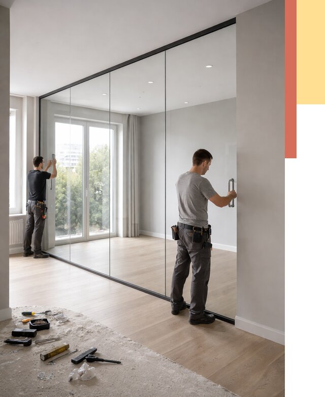 Изготовление стеклянных перегородок в Железногорске от 12766 руб. под ключ | ОТДЕЛОЧНИК-Жлр