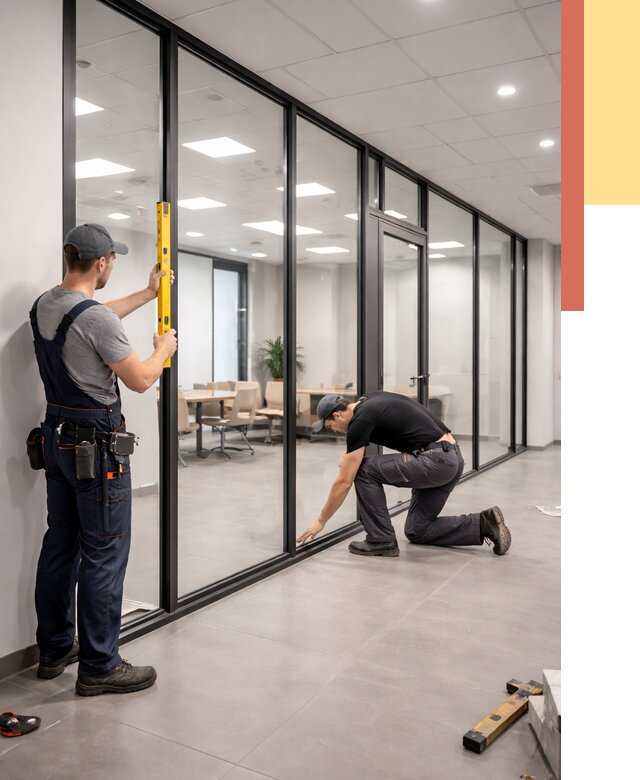 Каркасные стеклянные перегородки в Железногорске под ключ от 9510 руб. | ОТДЕЛОЧНИК-Жлр