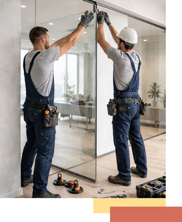 Безрамные стеклянные перегородки под ключ в Железногорске