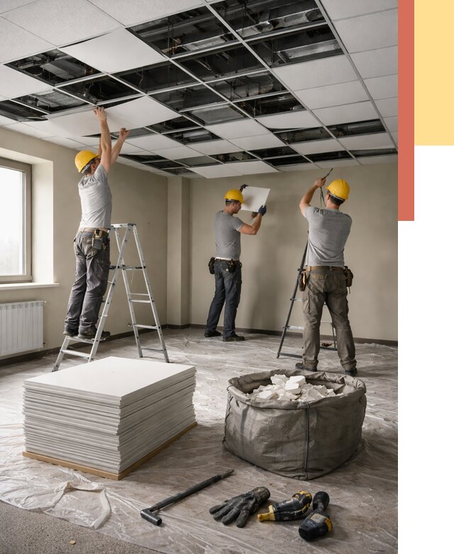 Демонтаж потолка Армстронг в Железногорске от 4652 руб. быстро и недорого | ОТДЕЛОЧНИК-Жлр