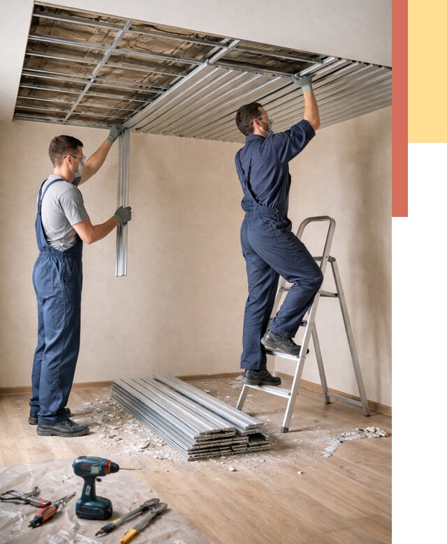 Демонтаж реечного потолка в Железногорске от 4652 руб. быстро и недорого | ОТДЕЛОЧНИК-Жлр