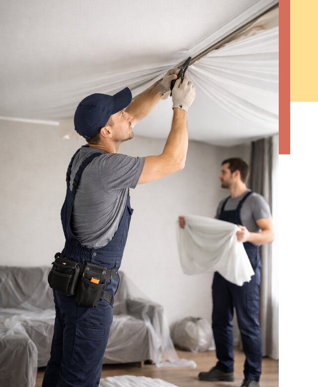 Демонтаж натяжного потолка в Железногорске от 4652 руб. — снятие и разбор под ключ | ОТДЕЛОЧНИК-Жлр