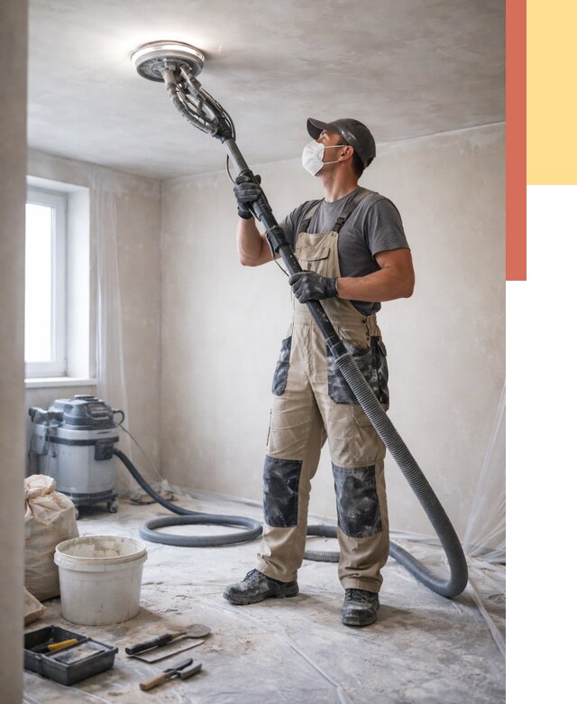 Шлифовка потолка в Железногорске от 3618 руб. — услуги шлифования потолка | ОТДЕЛОЧНИК-Жлр