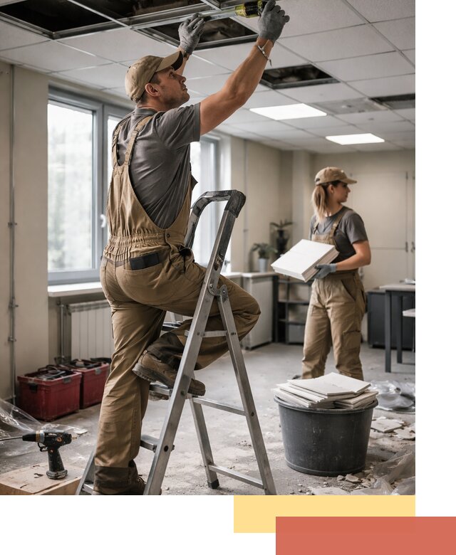 Ремонт потолка Армстронг и замена плит в Железногорске