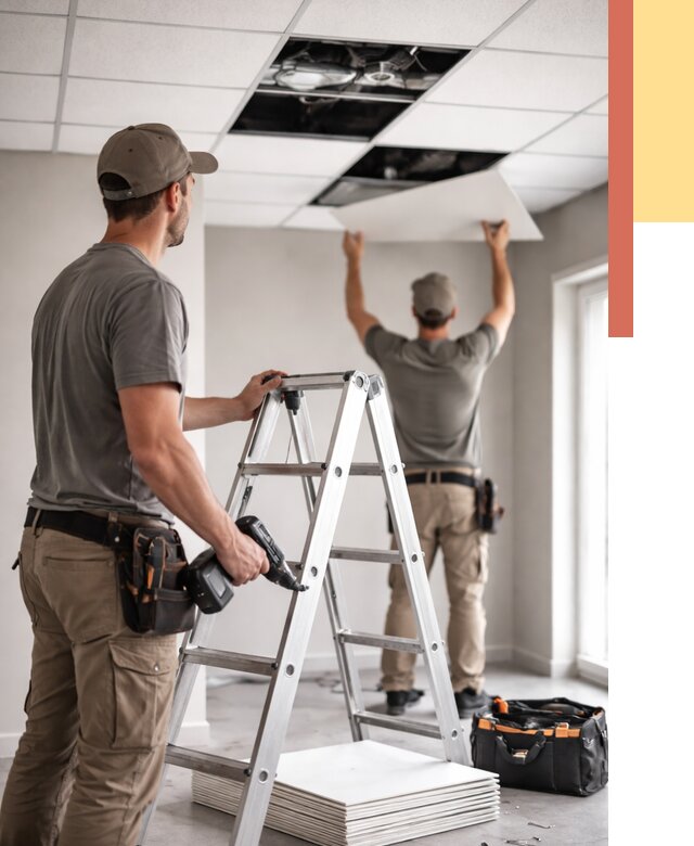 Обслуживание подвесного потолка в Железногорске от 3618 руб. — быстро и недорого | ОТДЕЛОЧНИК-Жлр