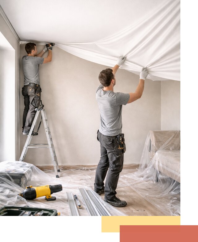 Монтаж тканевого натяжного потолка в Железногорске недорого и быстро