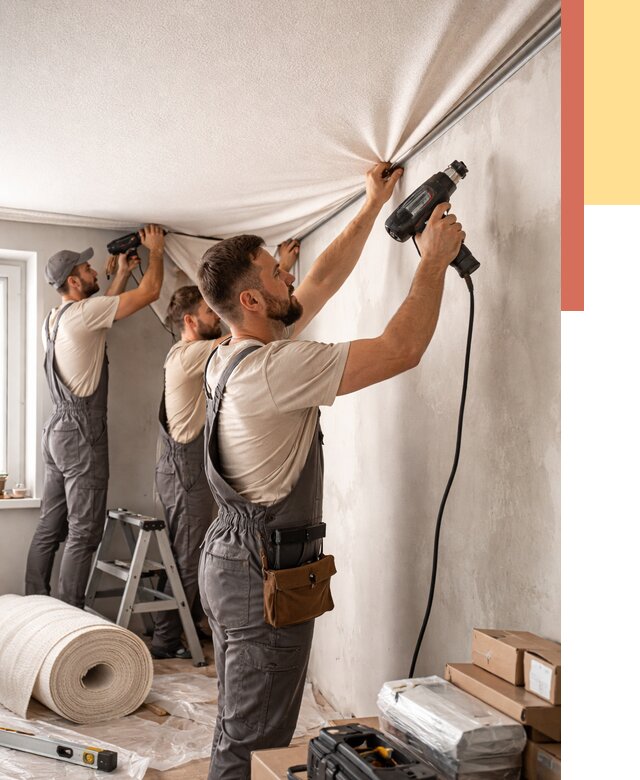 Монтаж фактурного натяжного потолка в Железногорске от 775 руб. — ОТДЕЛОЧНИК-Жлр