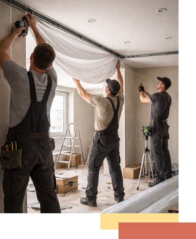 Монтаж парящего натяжного потолка под ключ в Железногорске