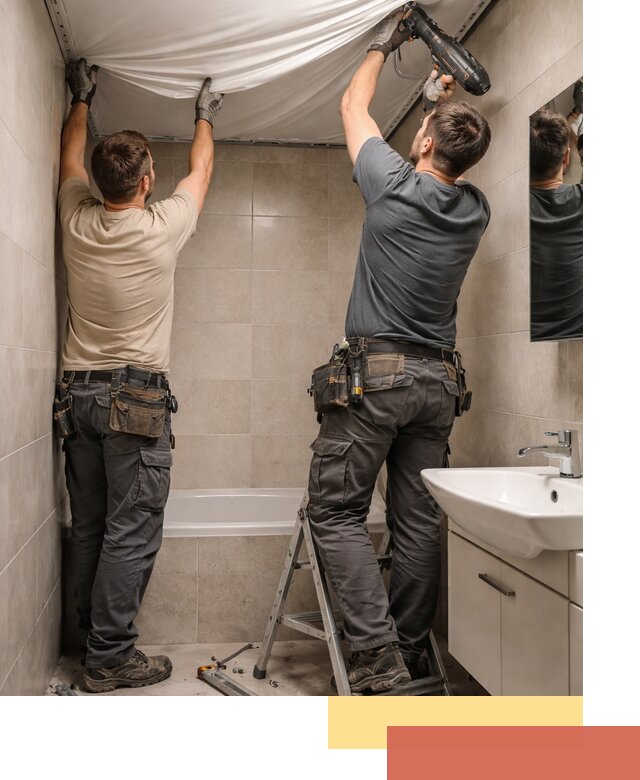 Монтаж натяжного потолка в ванной в Железногорске быстро и качественно