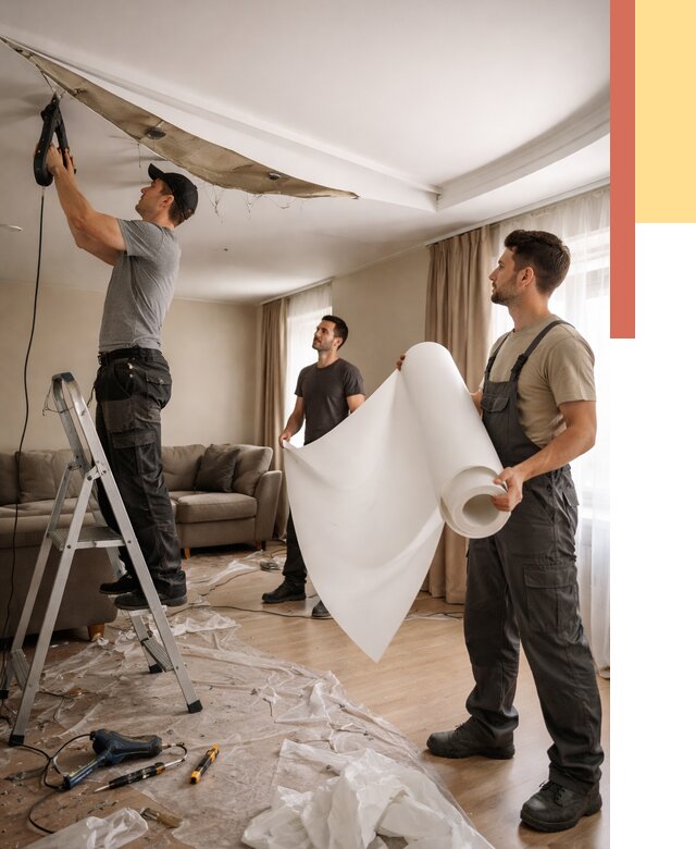 Замена полотна натяжного потолка в Железногорске от 9820 руб. быстро и недорого | ОТДЕЛОЧНИК-Жлр