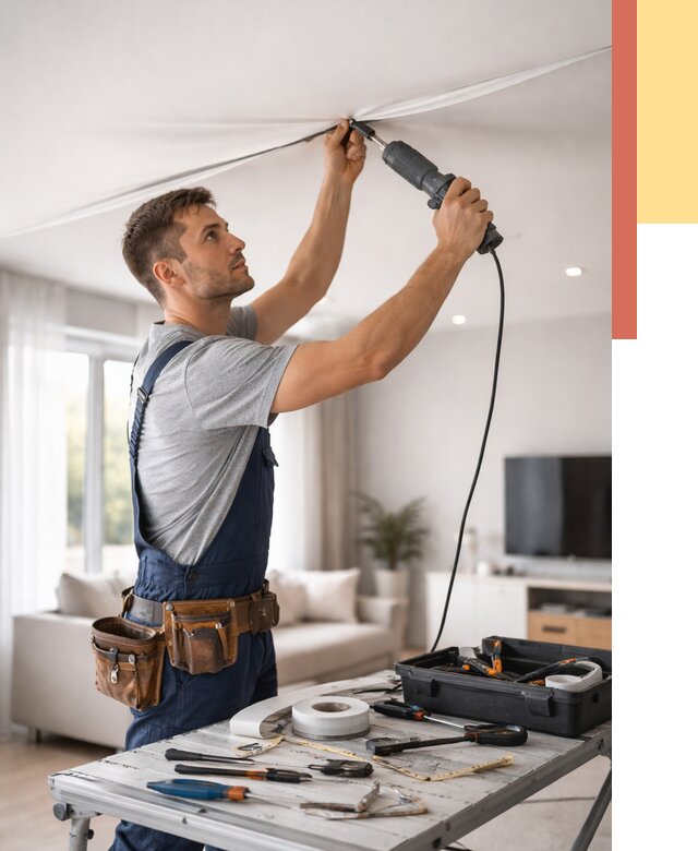 Ремонт натяжных потолков в Железногорске от 9820 руб. под ключ — ОТДЕЛОЧНИК-Жлр