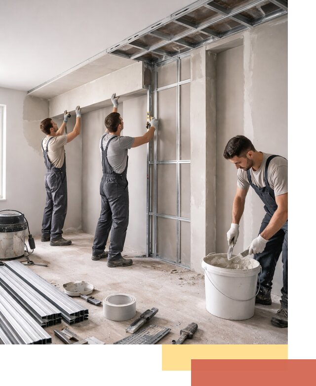 Монтаж потолка из гипсокартона с нишей в Железногорске