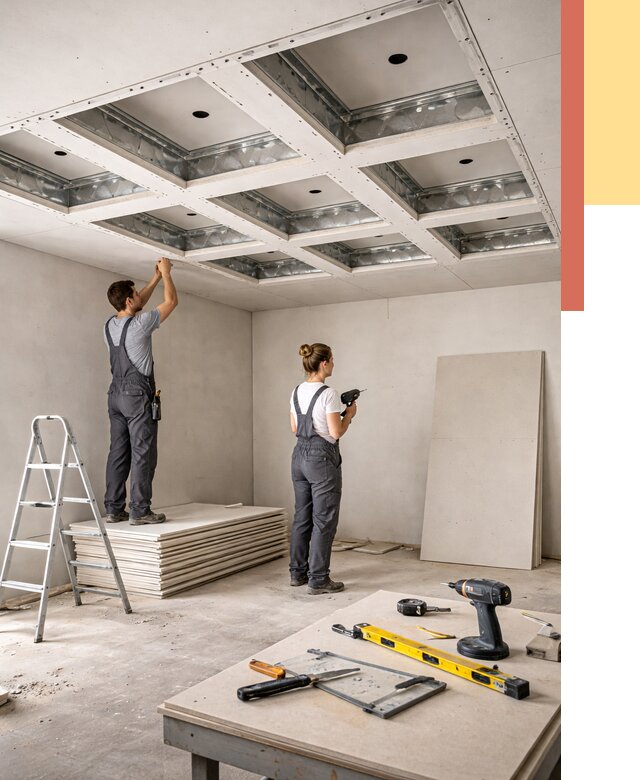 Кессонный потолок из гипсокартона в Железногорске от 1912 руб. — монтаж и под ключ | ОТДЕЛОЧНИК-Жлр