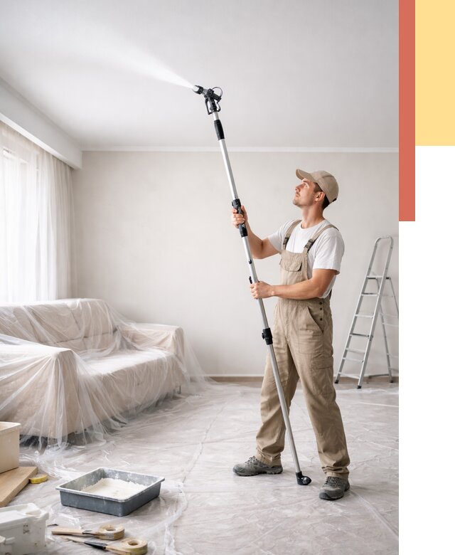 Покраска потолка краскопультом в Железногорске от 4652 руб. быстро и недорого | ОТДЕЛОЧНИК-Жлр